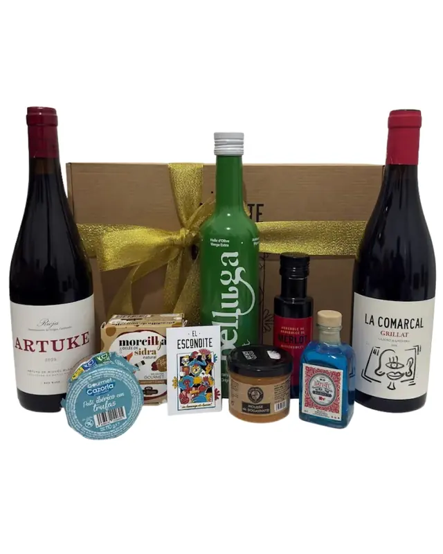 Cesta Regalo Gourmet con Doble Vino y Selección Premium