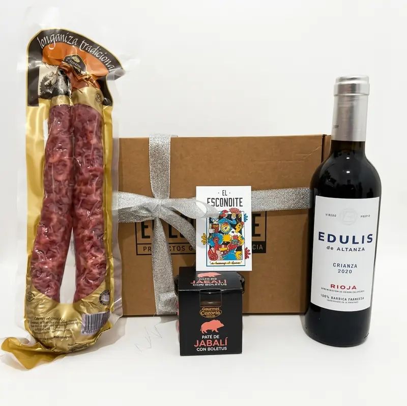 Pack Regalo Vino Mini Rioja y Embutidos Ibéricos